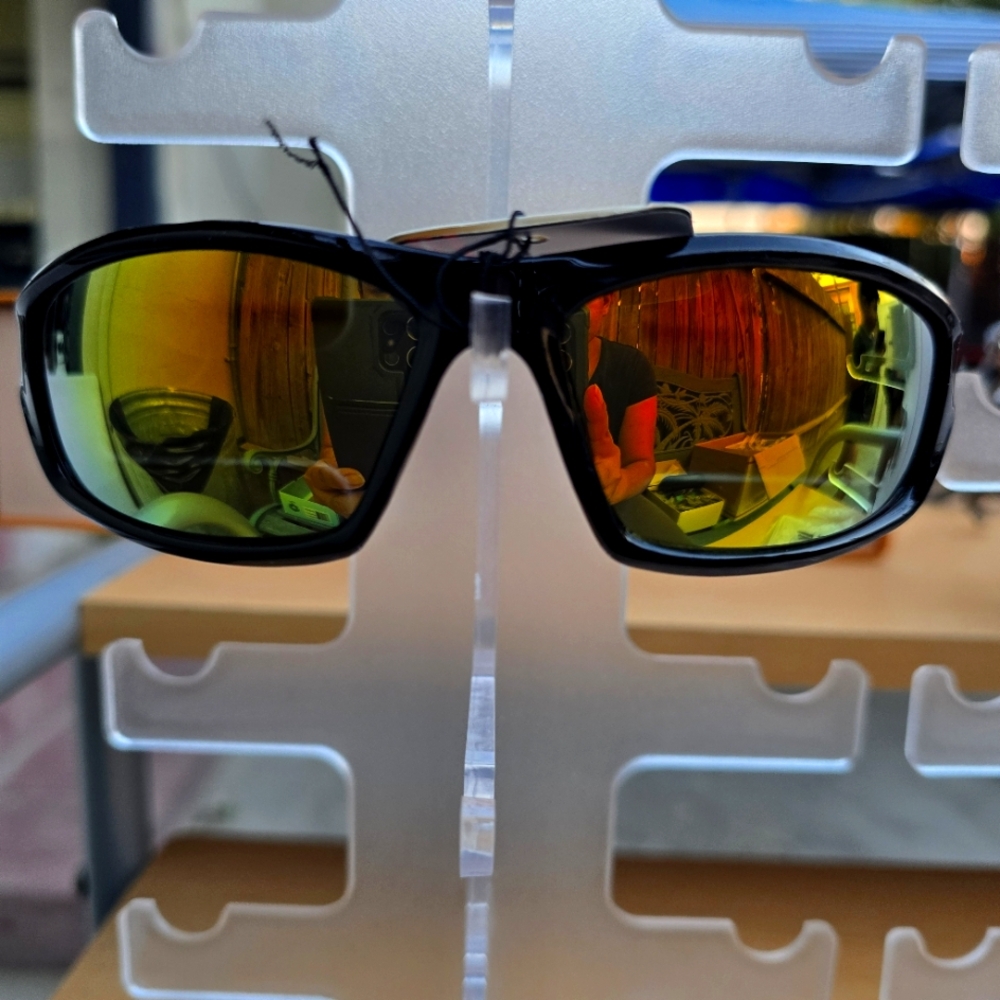 Black Sunglasses with Yellow Reflective Uv Protection With Case.